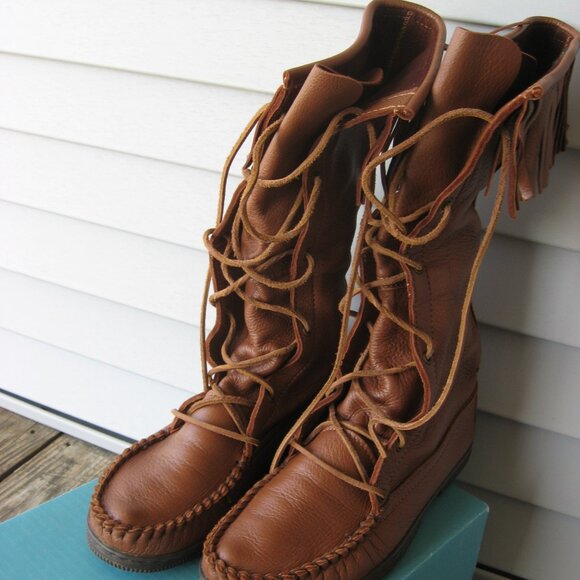 Footskins Women's Fringe Knee High Boots with Soles Size 10 - Picture 13 of 16